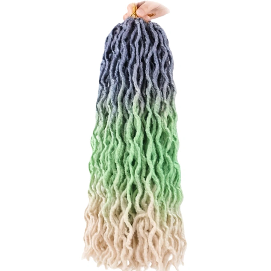 18 Inch Goddess Wavy Faux Locs – 8 Pack Soft Synthetic Crochet Locs with Curly Ends for Natural-Looking Styling