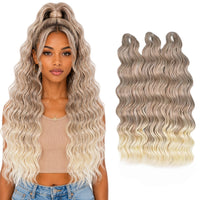 24 Inch Loose Deep Wave Crochet Braiding Hair Ombre Blonde Synthetic Deep Curly Twist Hair Extensions for Women
