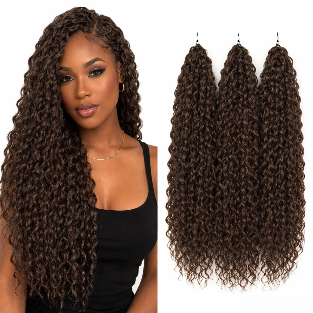 24 Inch Water Wave Crochet Braiding Hair Pink Blonde Synthetic Hair Extensions for Black Women