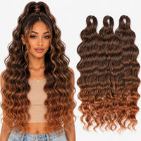 24 Inch Loose Deep Wave Crochet Braiding Hair Ombre Blonde Synthetic Deep Curly Twist Hair Extensions for Women