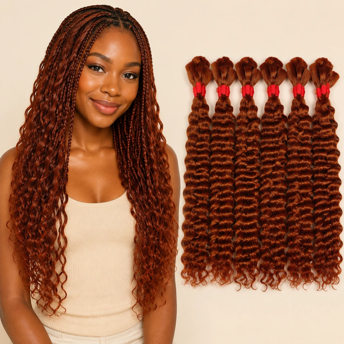 Colored Water Wave Virgin Human Hair Bulk for Boho Braids – No Weft