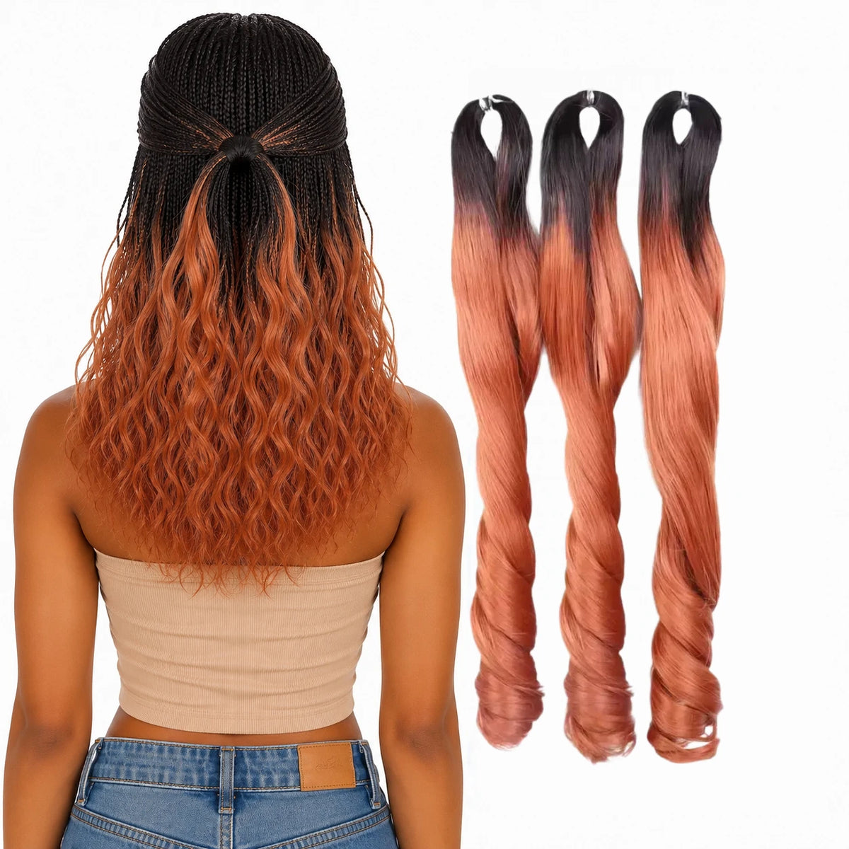 French Curl Braiding Hair 18 Inch – Soft Synthetic Crochet Hair Extensions for Boho Braids