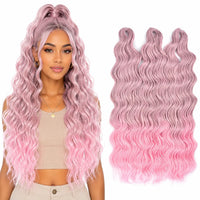 24 Inch Loose Deep Wave Crochet Braiding Hair Ombre Blonde Synthetic Deep Curly Twist Hair Extensions for Women