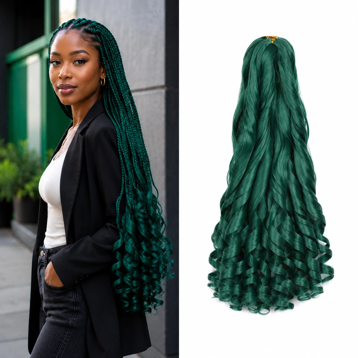 24 Inch French Curl Braiding Hair Synthetic Crochet Extensions Spiral Curl Braids