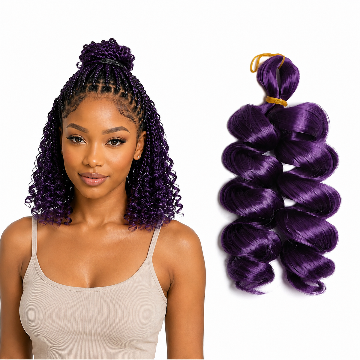 12 Inch French Curl Braiding Hair Loose Wavy Pre-Stretched Synthetic Crochet Braids Purple Bouncy Spiral Curl Hair Extensions