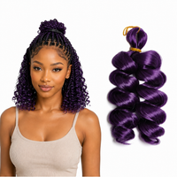 12 Inch French Curl Braiding Hair Loose Wavy Pre-Stretched Synthetic Crochet Braids Purple Bouncy Spiral Curl Hair Extensions