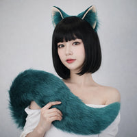 Red Fox Beast Ear & Tail Set – Anime Cosplay Headband with Faux Fur Wolf/Cat Ears + Matching Tail