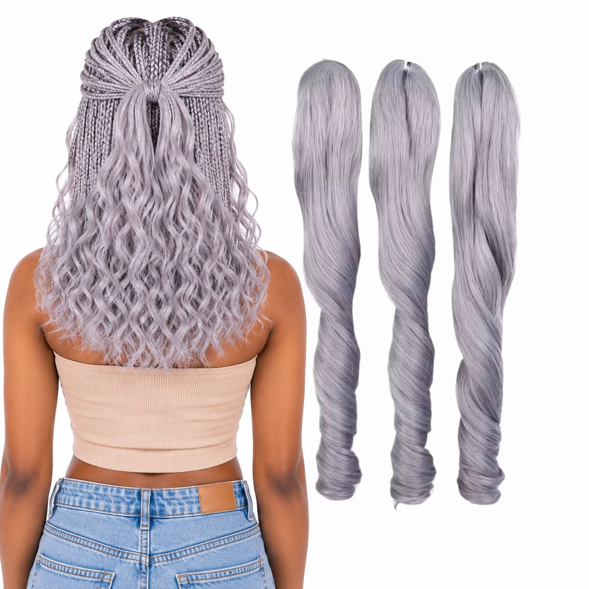French Curl Braiding Hair 18 Inch – Soft Synthetic Crochet Hair Extensions for Boho Braids