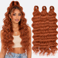 24 Inch Loose Deep Wave Crochet Braiding Hair Ombre Blonde Synthetic Deep Curly Twist Hair Extensions for Women