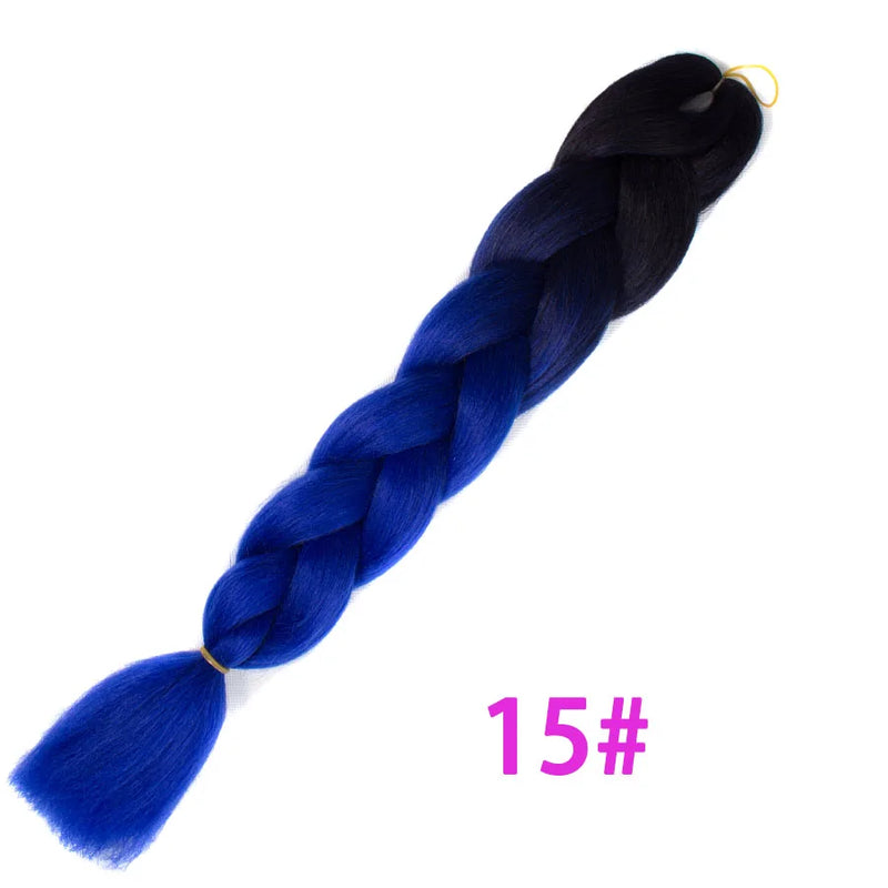 Ombre Synthetic Braiding Hair Extensions Jumbo Braids For Women Braids 24'' 100g Two Tone Ombre Color Pink Black Blue Wholesale