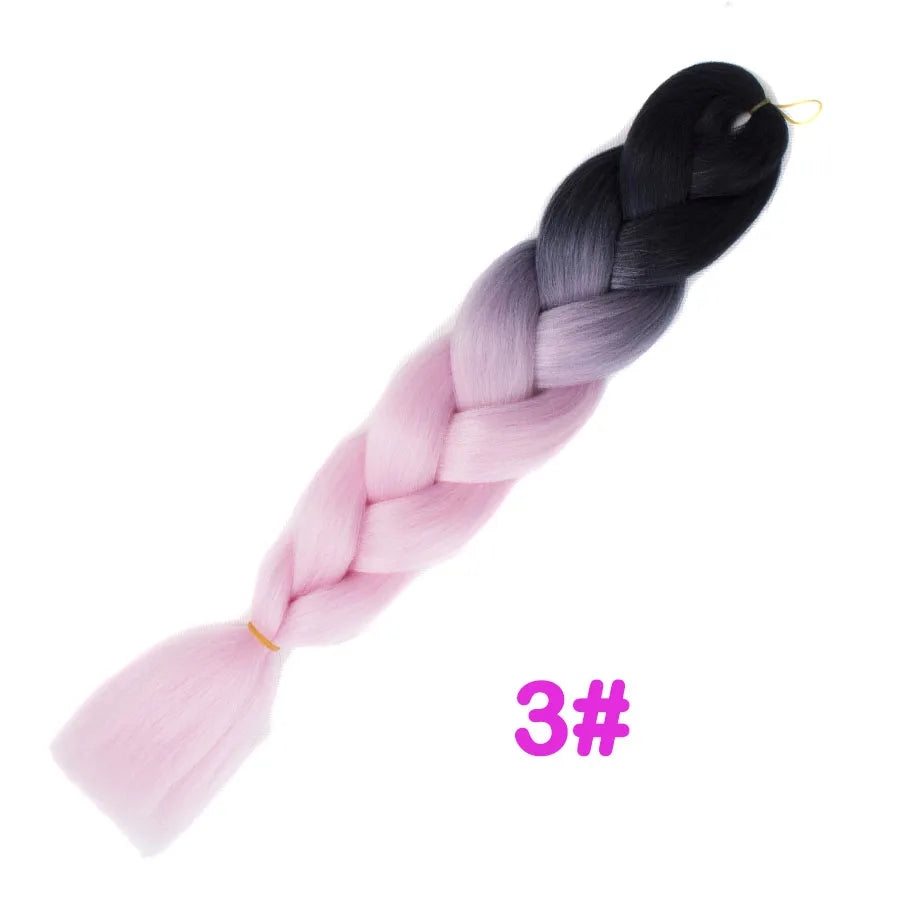 Ombre Synthetic Braiding Hair Extensions Jumbo Braids For Women Braids 24'' 100g Two Tone Ombre Color Pink Black Blue Wholesale