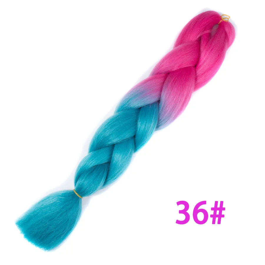 Ombre Synthetic Braiding Hair Extensions Jumbo Braids For Women Braids 24'' 100g Two Tone Ombre Color Pink Black Blue Wholesale