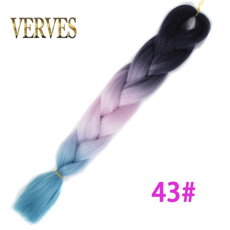 Ombre Synthetic Braiding Hair Extensions Jumbo Braids For Women Braids 24'' 100g Two Tone Ombre Color Pink Black Blue Wholesale