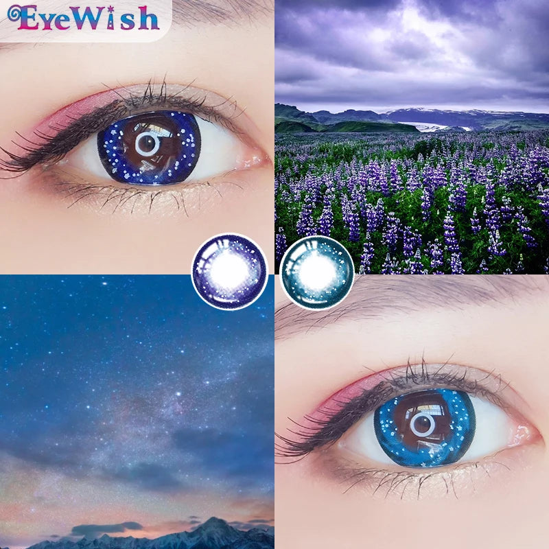 EYEWISH-2pcs/pair Lenses 10 Tone Colored Lenses for Eyes Colorful Contact Lenses Comestic Eye Color Lens Yearly Use for Myopia