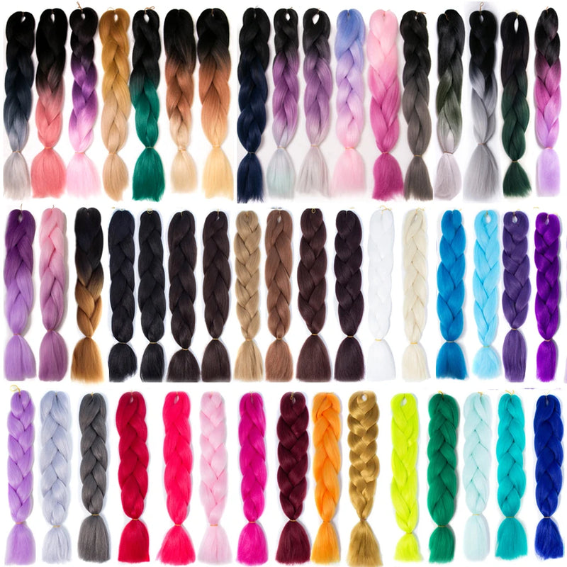 Ombre Synthetic Braiding Hair Extensions Jumbo Braids For Women Braids 24'' 100g Two Tone Ombre Color Pink Black Blue Wholesale