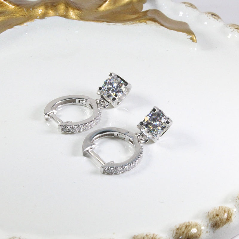 CoLife ジュエリー 眩しいモアッサナイト ダングラー 結婚式用 0.5ct &amp; 1ct F カラー モアッサナイト ドロップ イヤリング 925 シルバー モアッサナイト イヤードロップ