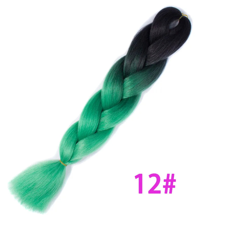 Ombre Synthetic Braiding Hair Extensions Jumbo Braids For Women Braids 24'' 100g Two Tone Ombre Color Pink Black Blue Wholesale