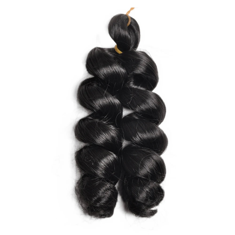 Boho Box Braids Crochet Hair Bob – Black Loose French Curl Synthetic Braids for Women