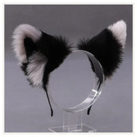 Cat cosplay tail ears simulation fur black white gray Halloween performance props cat ears
