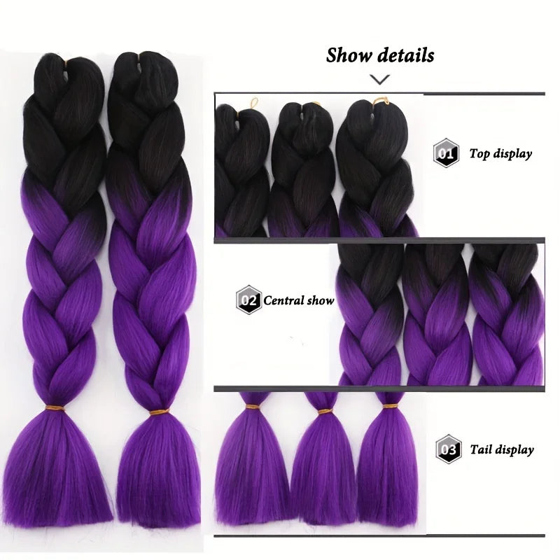 Jumbo Braiding Hair 24inch 100g 2Tone Synthetic Hair Extension Soft Light Yaki High Quality Material Ombre Crochet Braiding Hair