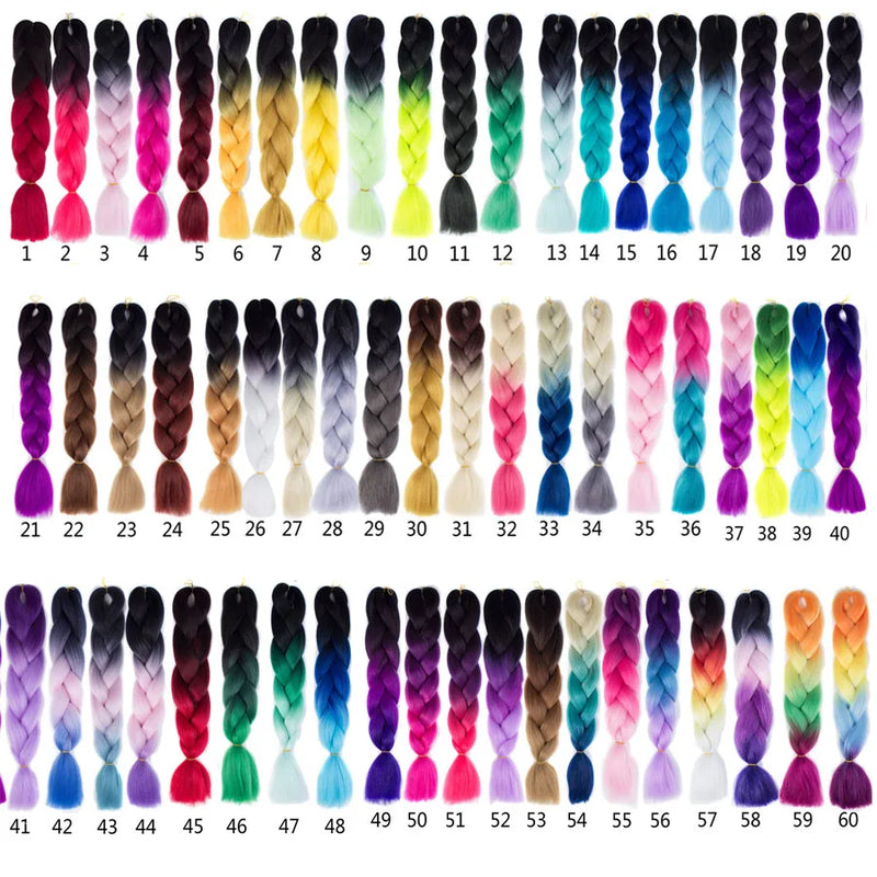 Ombre Synthetic Braiding Hair Extensions Jumbo Braids For Women Braids 24'' 100g Two Tone Ombre Color Pink Black Blue Wholesale