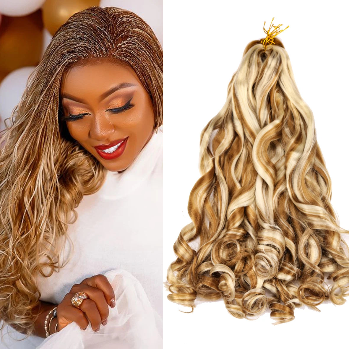 Loose Wave French Curl Braiding Hair – Ombre Pre-Stretched Crochet Hair Extensions for Black Women