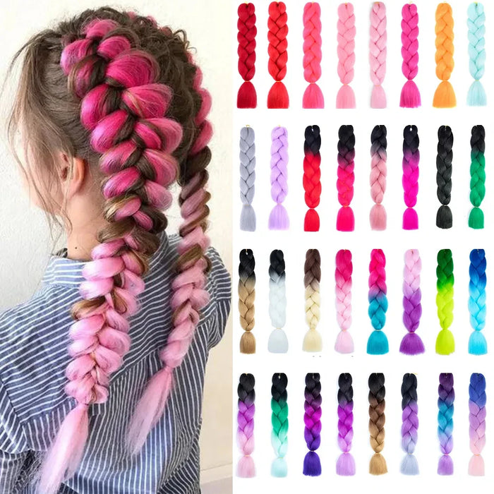 Jumbo Braiding Hair 24inch 100g 2Tone Synthetic Hair Extension Soft Light Yaki High Quality Material Ombre Crochet Braiding Hair