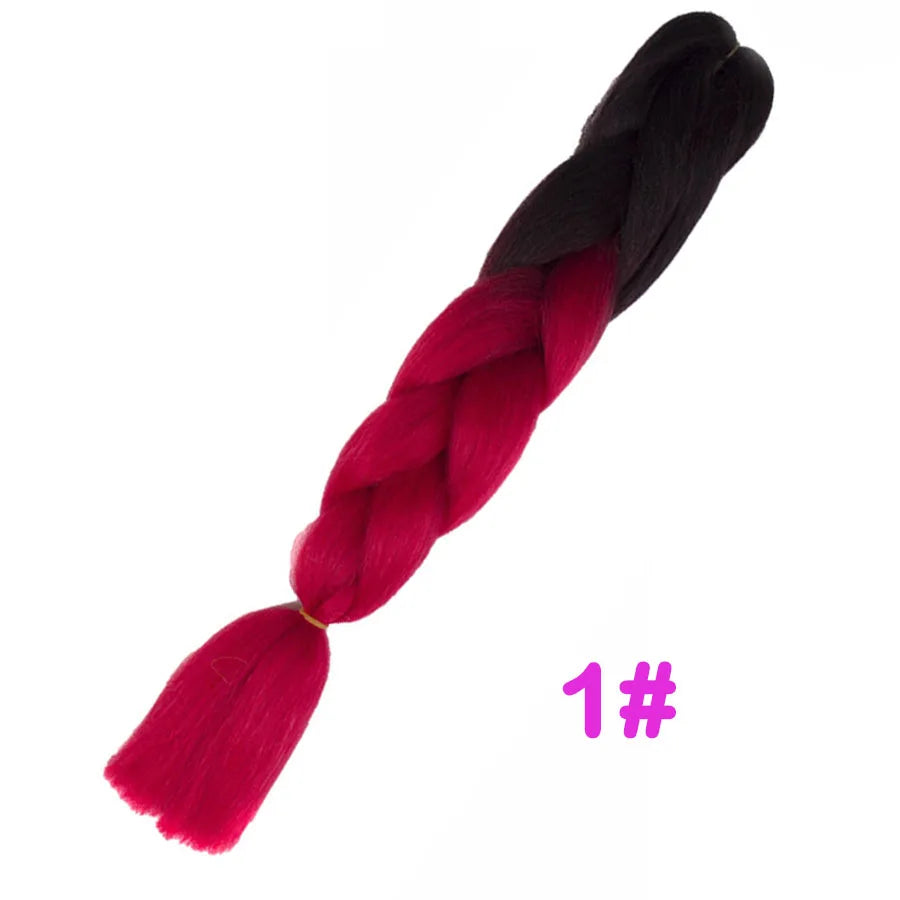 Ombre Synthetic Braiding Hair Extensions Jumbo Braids For Women Braids 24'' 100g Two Tone Ombre Color Pink Black Blue Wholesale