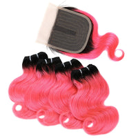 Ombre Body Wave Human Hair Bundles with Closure