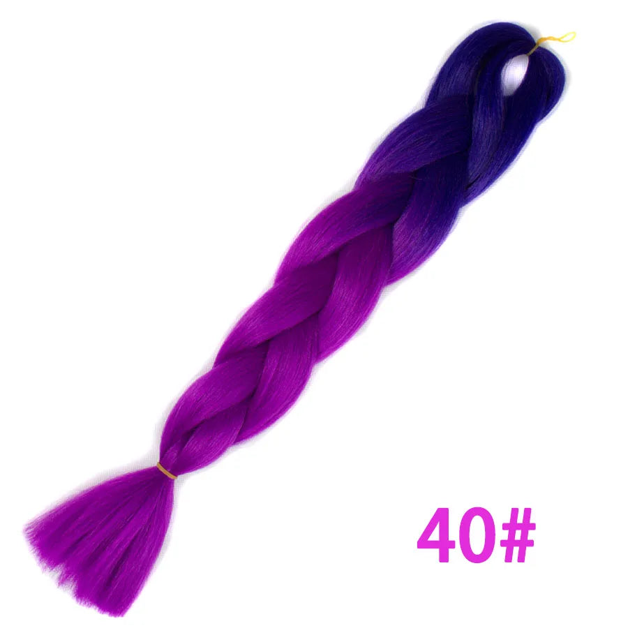 Ombre Synthetic Braiding Hair Extensions Jumbo Braids For Women Braids 24'' 100g Two Tone Ombre Color Pink Black Blue Wholesale