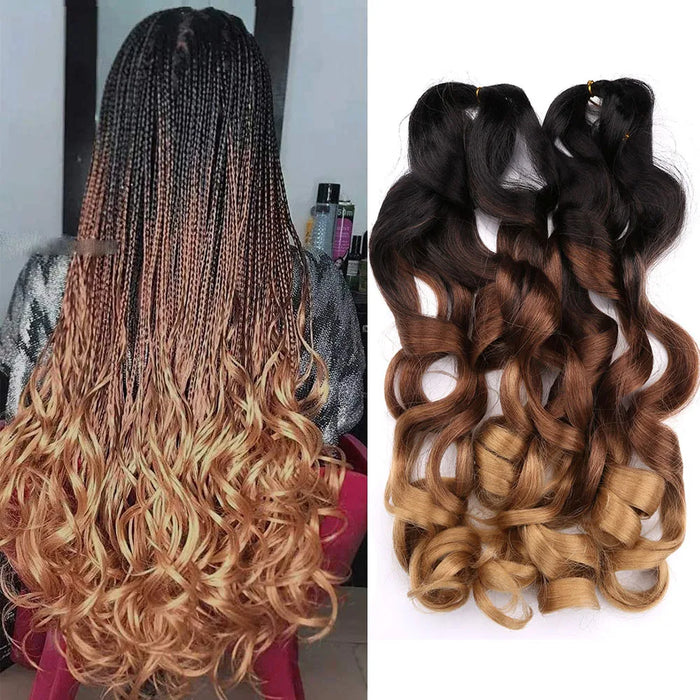 16–26 Inch French Curl Braiding Hair Ombre Loose Wave Pre-Stretched Crochet Braids Synthetic Hair