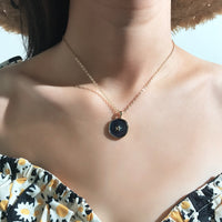 New Fashion Necklace Alloy Drop Oil Love Heart Moon Lightning Necklaces Elegant Cute Round Party Gift Jewelry For Women