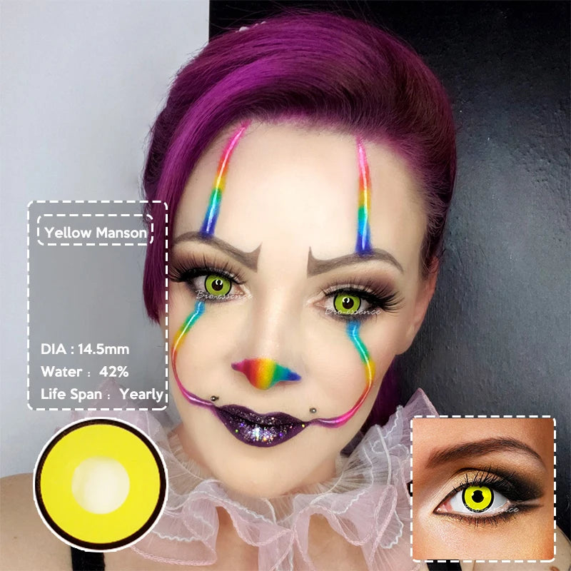 1 Pair Halloween Color Contact Lenses Manson Series Contact Lenses Cosplay Colored Contact Lens for Big Eyes Color Contacts