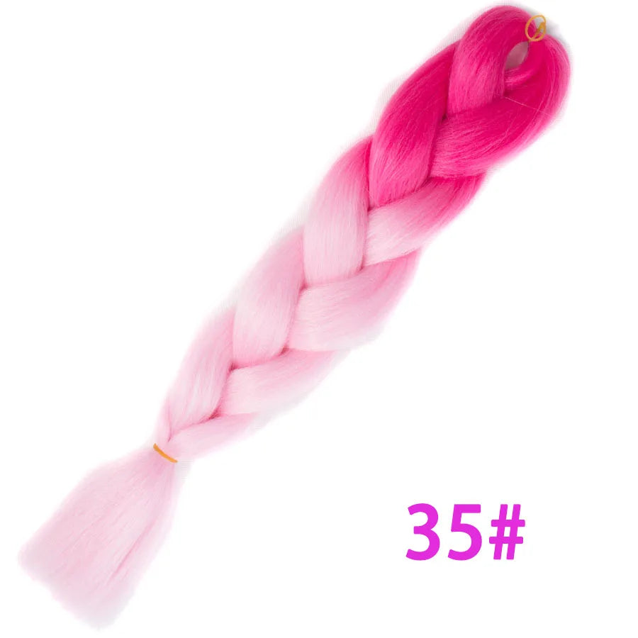 Ombre Synthetic Braiding Hair Extensions Jumbo Braids For Women Braids 24'' 100g Two Tone Ombre Color Pink Black Blue Wholesale