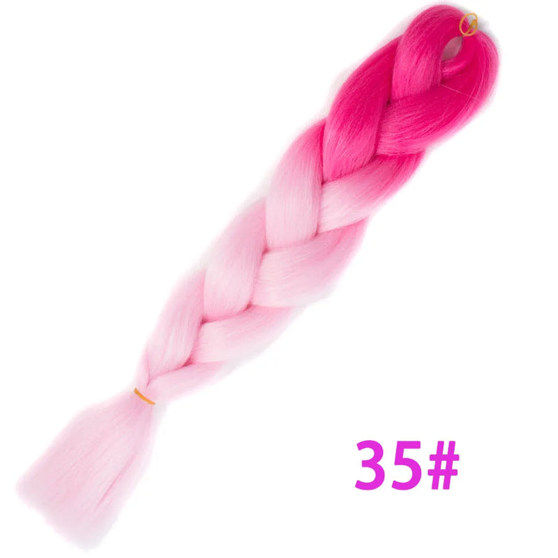 Ombre Synthetic Braiding Hair Extensions Jumbo Braids For Women Braids 24'' 100g Two Tone Ombre Color Pink Black Blue Wholesale