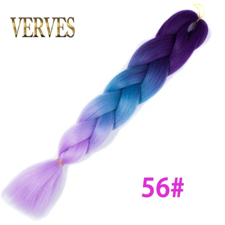 Ombre Synthetic Braiding Hair Extensions Jumbo Braids For Women Braids 24'' 100g Two Tone Ombre Color Pink Black Blue Wholesale