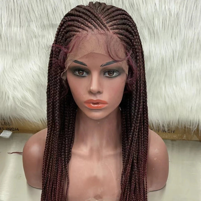 Jennifer Factory Braided Scalp Double Drawn Raw Indian Cuticle Aligned Hair 13X6 Lace Frontal Braid Wig