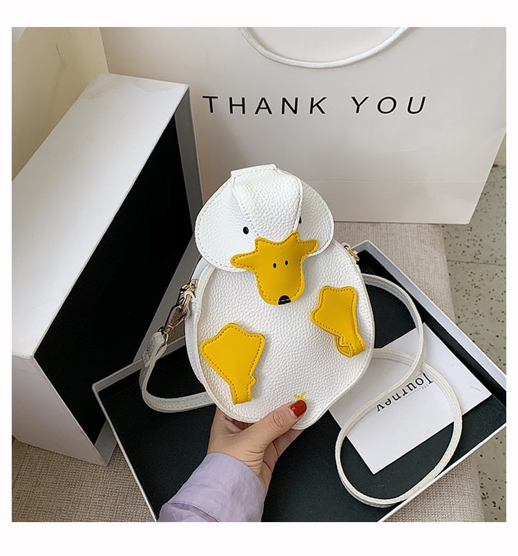 White & Yellow Cute Duck Style Crossbody Bag for Women Fashion Shoulder Bag Purses and Handbag Girl's Clutch Bag Pu Leather 2021