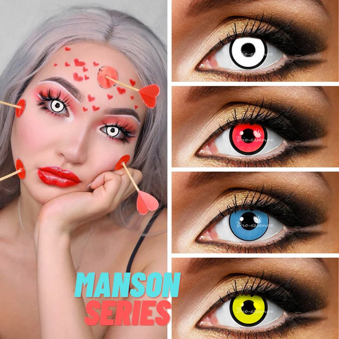 1 Pair Halloween Color Contact Lenses Manson Series Contact Lenses Cosplay Colored Contact Lens for Big Eyes Color Contacts