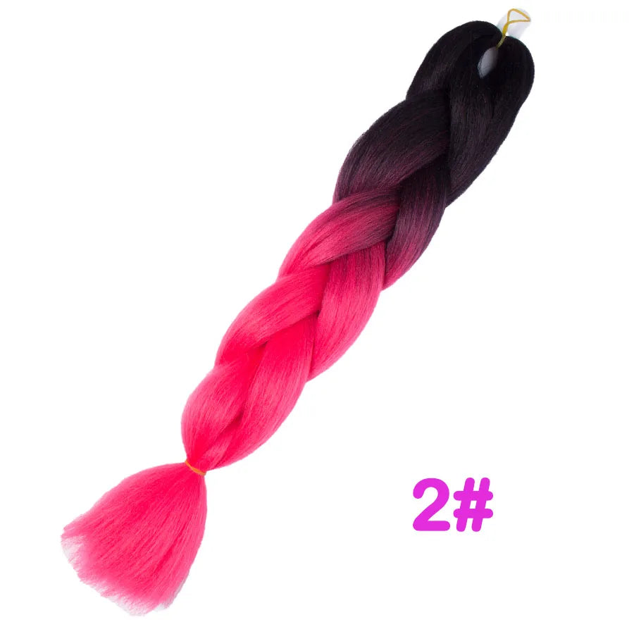 Ombre Synthetic Braiding Hair Extensions Jumbo Braids For Women Braids 24'' 100g Two Tone Ombre Color Pink Black Blue Wholesale