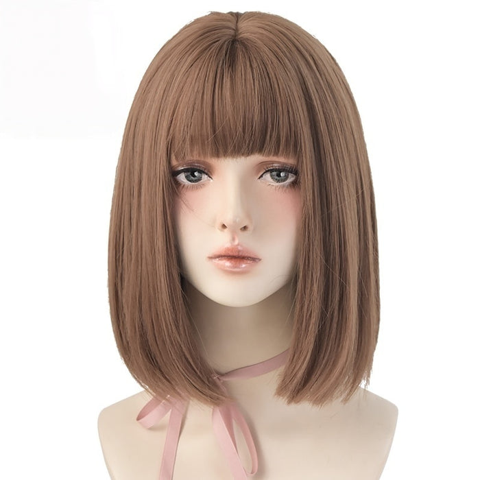 Short Black Bob Wig with Bangs – Synthetic Heat-Resistant Daily Wear Wig