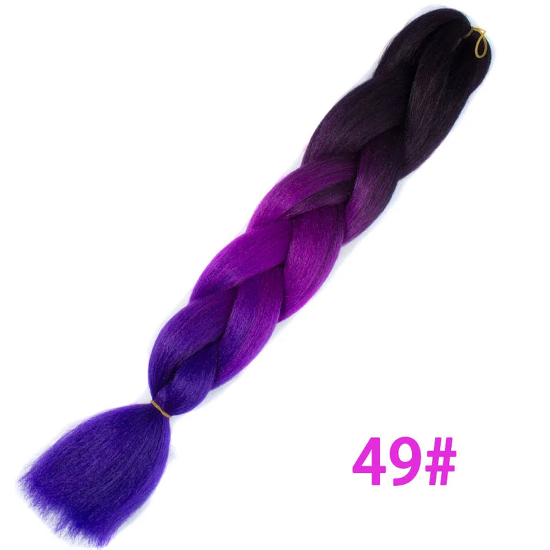 Ombre Synthetic Braiding Hair Extensions Jumbo Braids For Women Braids 24'' 100g Two Tone Ombre Color Pink Black Blue Wholesale