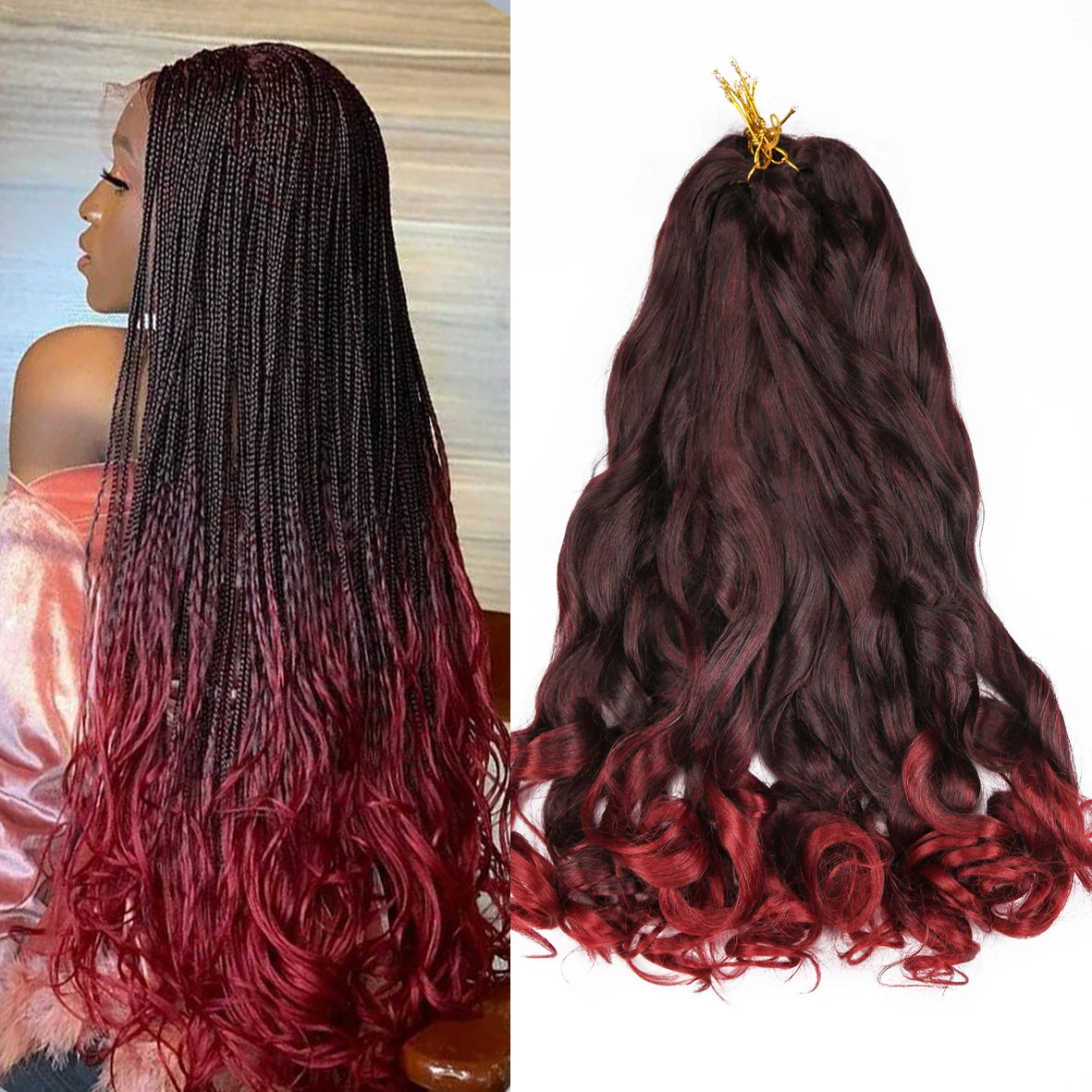 Loose Wave French Curl Braiding Hair – Ombre Pre-Stretched Crochet Hair Extensions for Black Women
