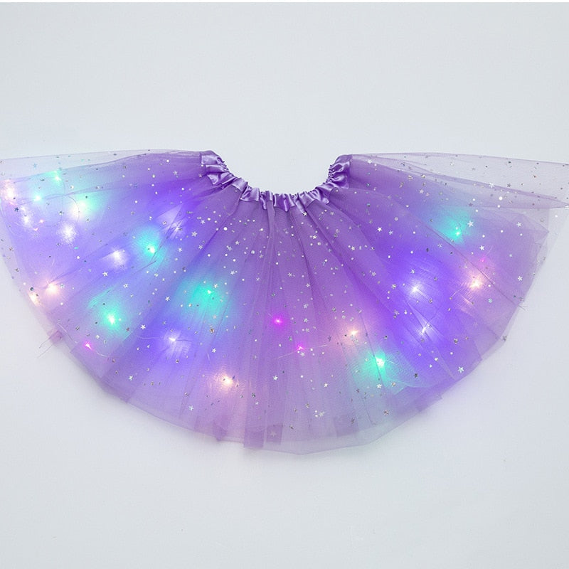 LED グローライトキッズガールズプリンセスチュチュスカート子供布ウェディングパーティーダンスミニスカート衣装コスプレ LED 服