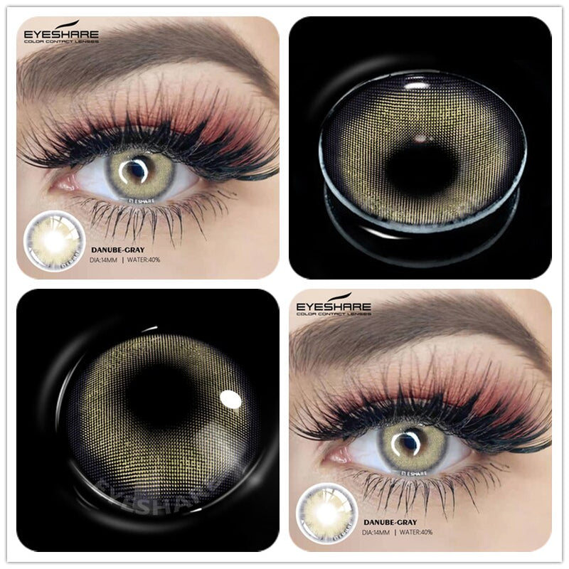 EYESHARE 2pcs Yearly Color Contact Lenses For Eyes DANUBE Series Color Cosmetic Contact Lenses Colored Lenses for Eyes