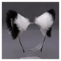 Cat cosplay tail ears simulation fur black white gray Halloween performance props cat ears