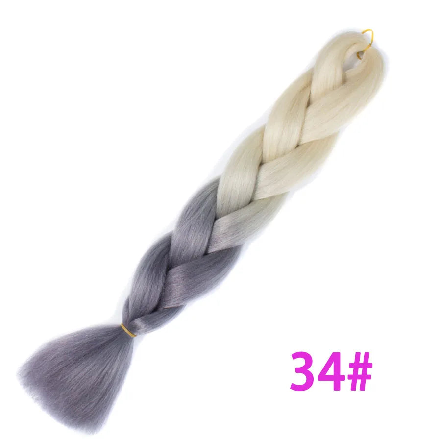 Ombre Synthetic Braiding Hair Extensions Jumbo Braids For Women Braids 24'' 100g Two Tone Ombre Color Pink Black Blue Wholesale