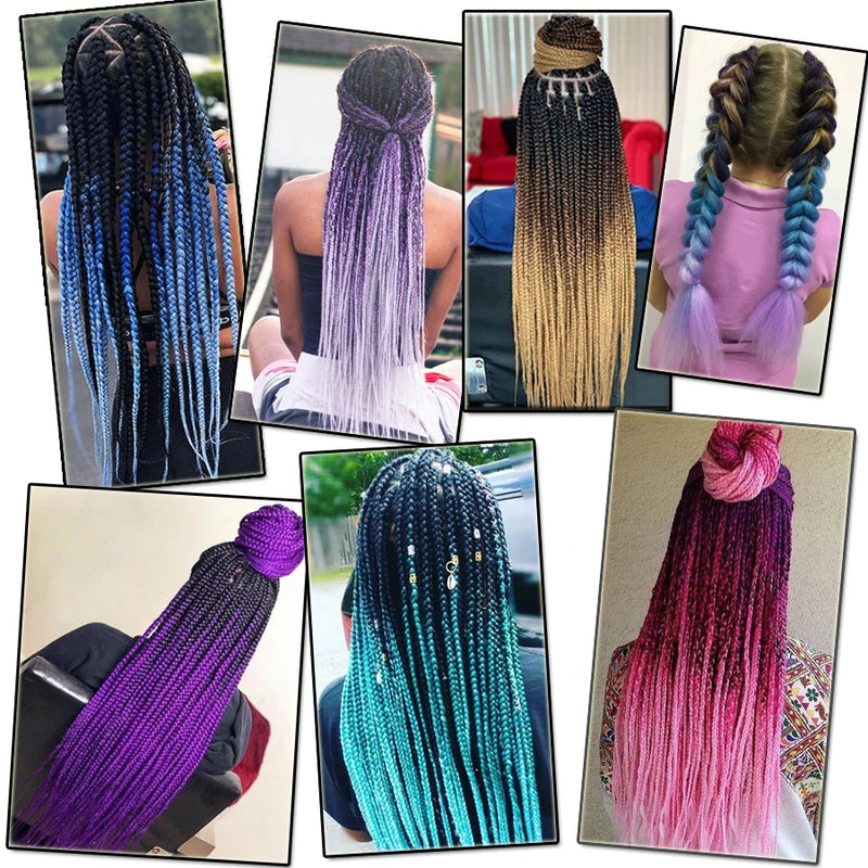 Ombre Synthetic Braiding Hair Extensions Jumbo Braids For Women Braids 24'' 100g Two Tone Ombre Color Pink Black Blue Wholesale