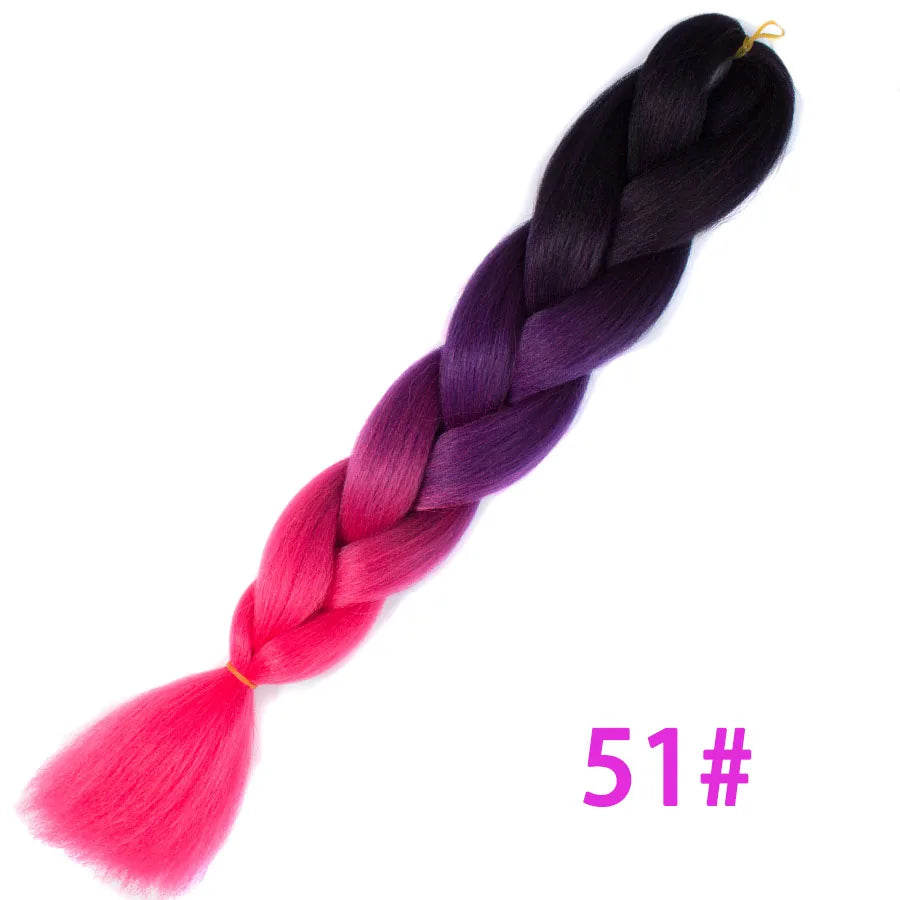 Ombre Synthetic Braiding Hair Extensions Jumbo Braids For Women Braids 24'' 100g Two Tone Ombre Color Pink Black Blue Wholesale