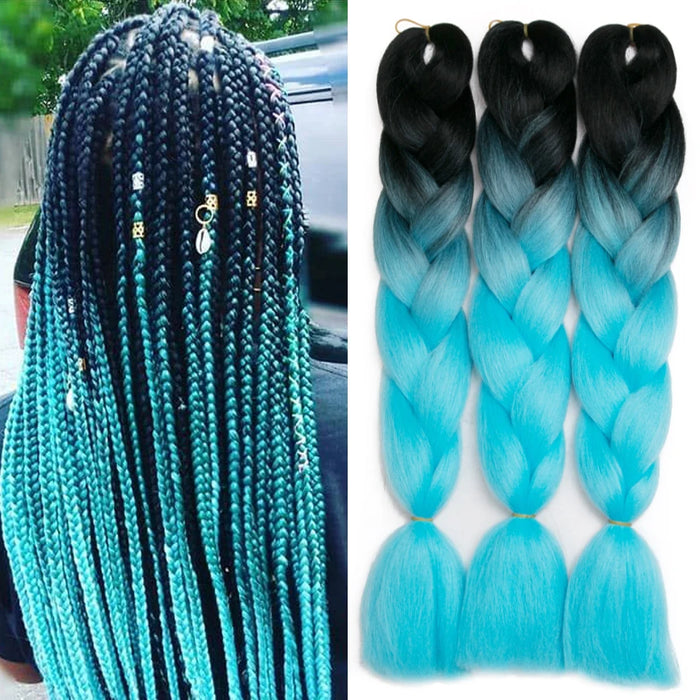 Ombre Synthetic Braiding Hair Extensions Jumbo Braids For Women Braids 24'' 100g Two Tone Ombre Color Pink Black Blue Wholesale